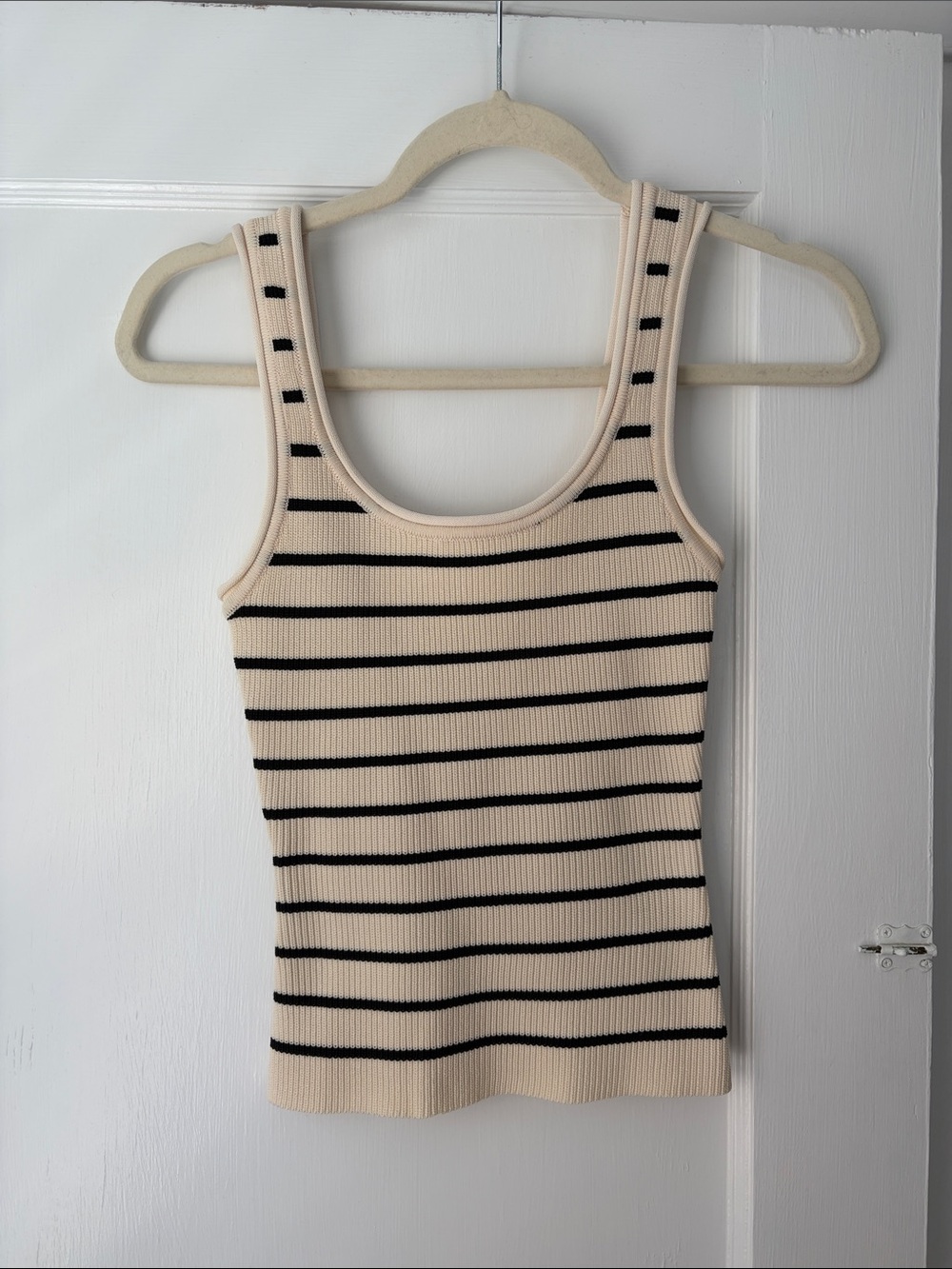 DISSH- Striped Ribbed Tank Top - Cream/Black